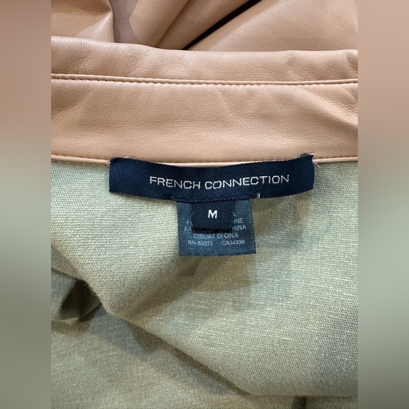 French Connection Medium Peach Button-Up Shirt Pleather Shacket - Picture 5 of 6